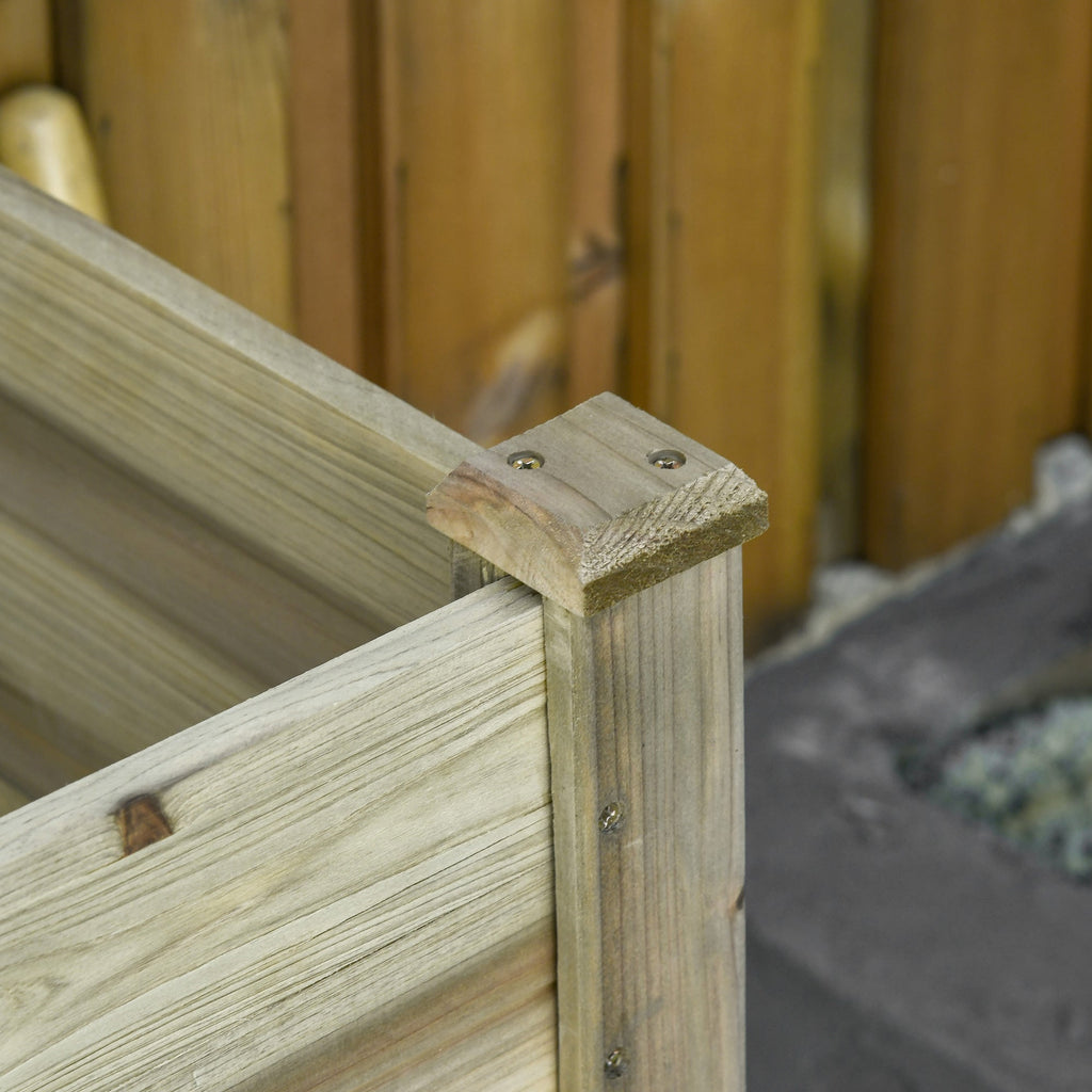 EASYCOMFORT Raised Wooden Planter with Legs and Lower Shelf for Garden and Balcony 91x51x76cm