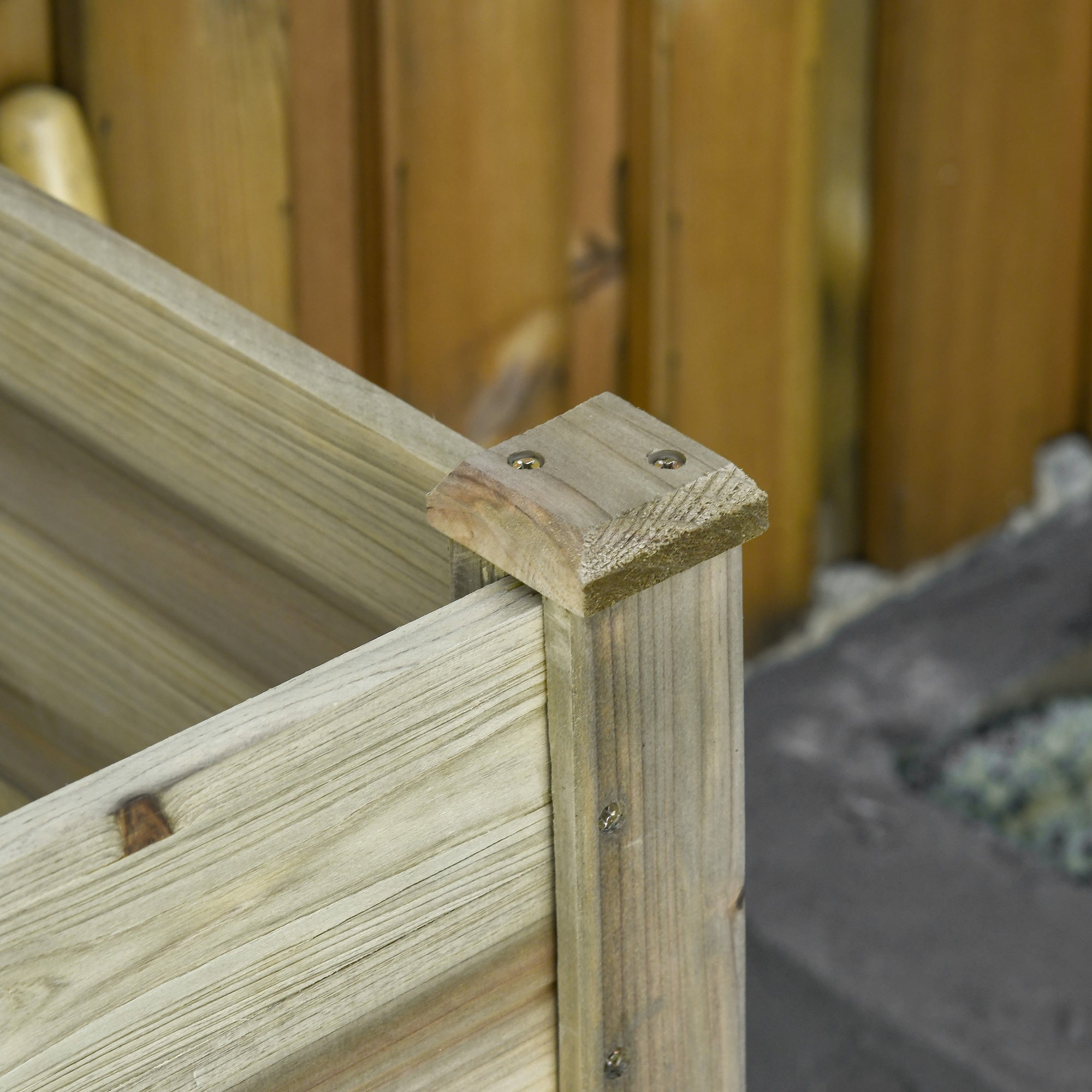 EASYCOMFORT Raised Wooden Planter with Legs and Lower Shelf for Garden and Balcony 91x51x76cm