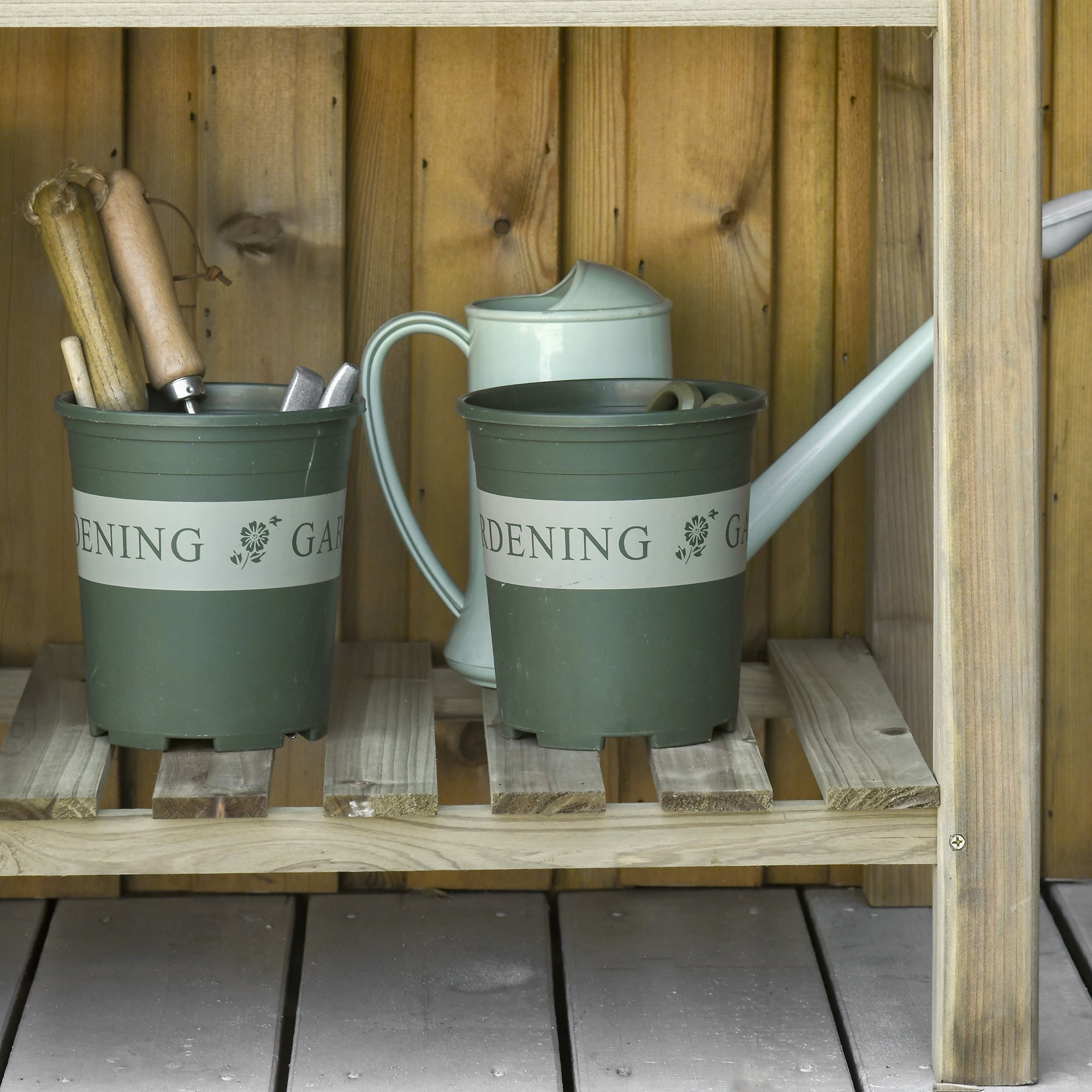 EASYCOMFORT Raised Wooden Planter with Legs and Lower Shelf for Garden and Balcony 91x51x76cm