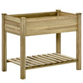EASYCOMFORT Raised Wooden Planter with Legs and Lower Shelf for Garden and Balcony 91x51x76cm