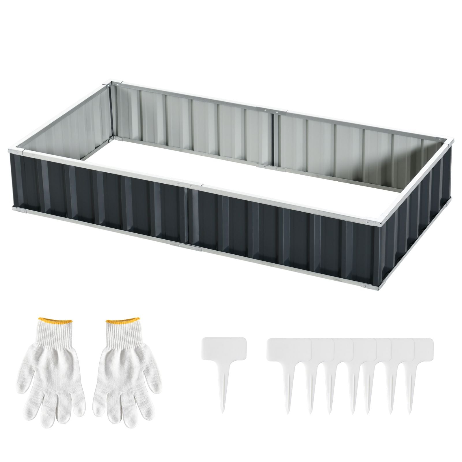 EASYCOMFORT Raised Garden Bed in Steel, Adjustable Shape and Open Bottom, 174x90x30cm