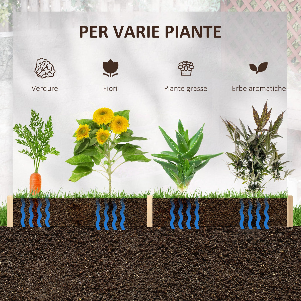 EasyComfort verhoogde plantenbak vurenhout zonder bodem 100x92x16 cm