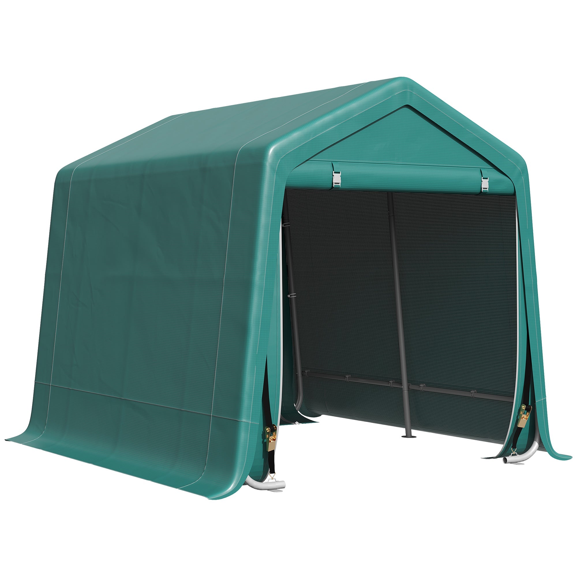 EASYCOMFORT Garage Awning for Cars, Motorcycles and Tools in Metal and PE Fabric, 240x200x202cm, Green