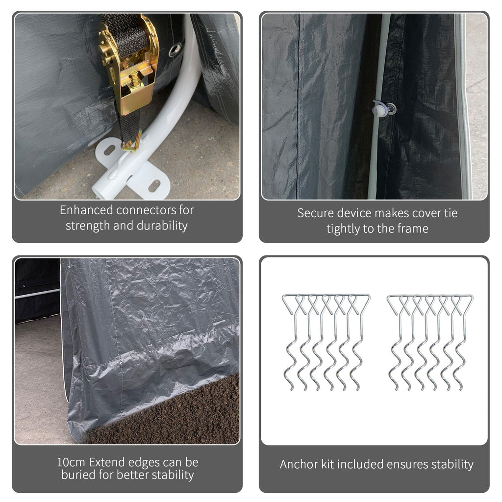 Easycomfort Tendone Garage per Auto, Moto e Attrezzi in Metallo e Tessuto PE, 280x240x240cm, Grigio