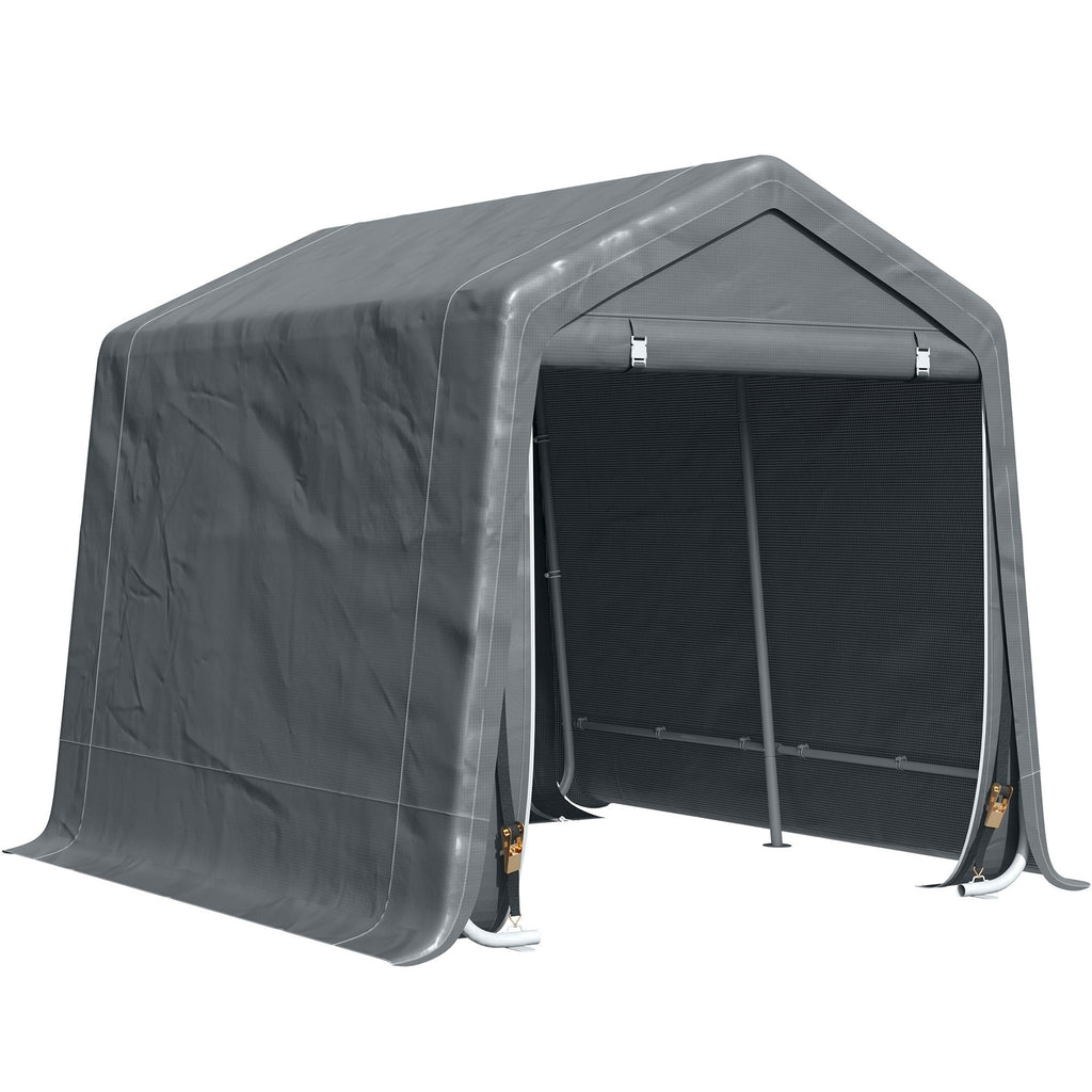 Easycomfort Tendone Garage per Auto, Moto e Attrezzi in Metallo e Tessuto PE, 280x240x240cm, Grigio