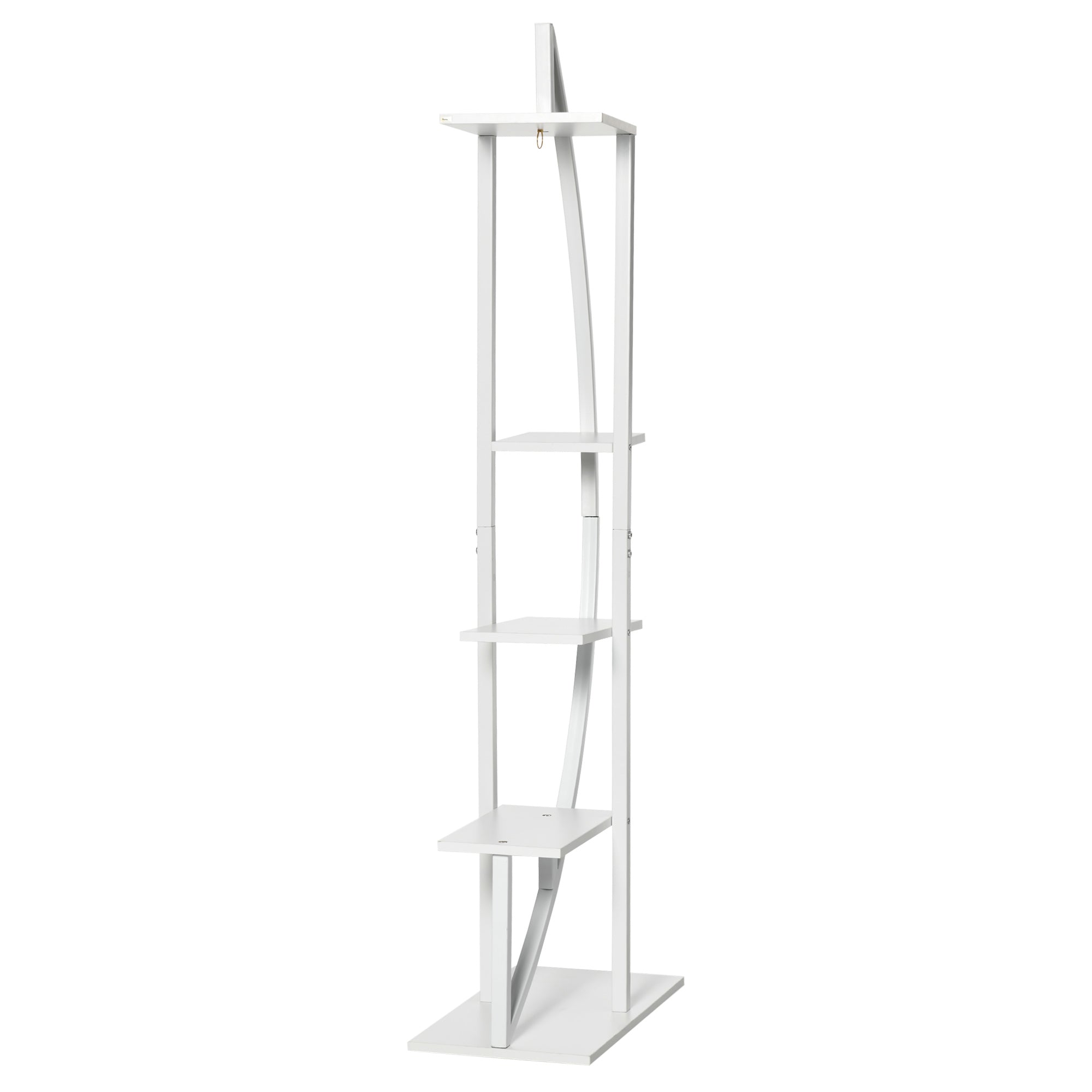 EASYCOMFORT 5-Tier Crescent-Moon Flower Stand for Indoors and Outdoors in MDF and Steel, 50x30x160 cm, White