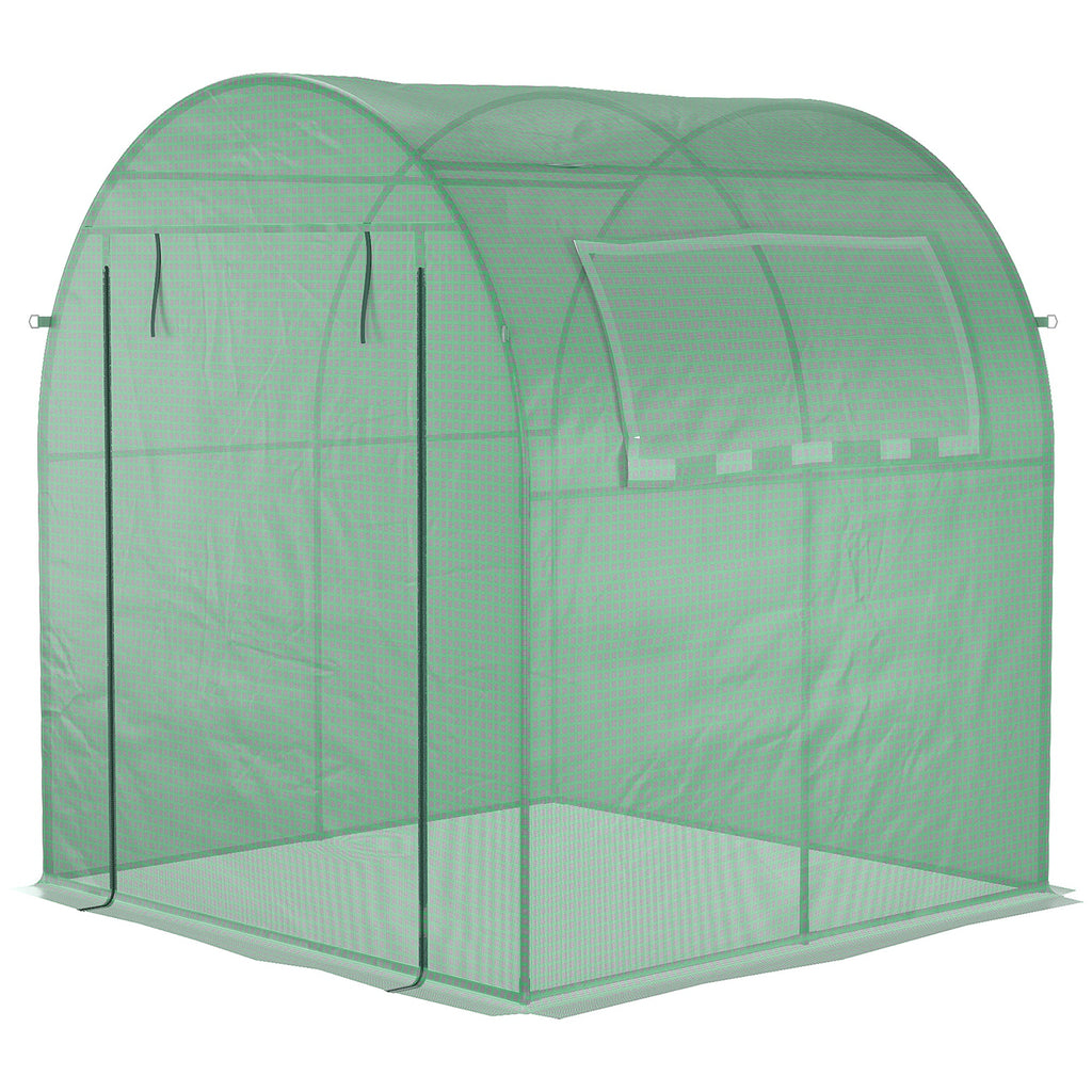 EASYCOMFORT Tunnel Garden Greenhouse with Roller Doors and Windows in Green PE, 180x180x200cm