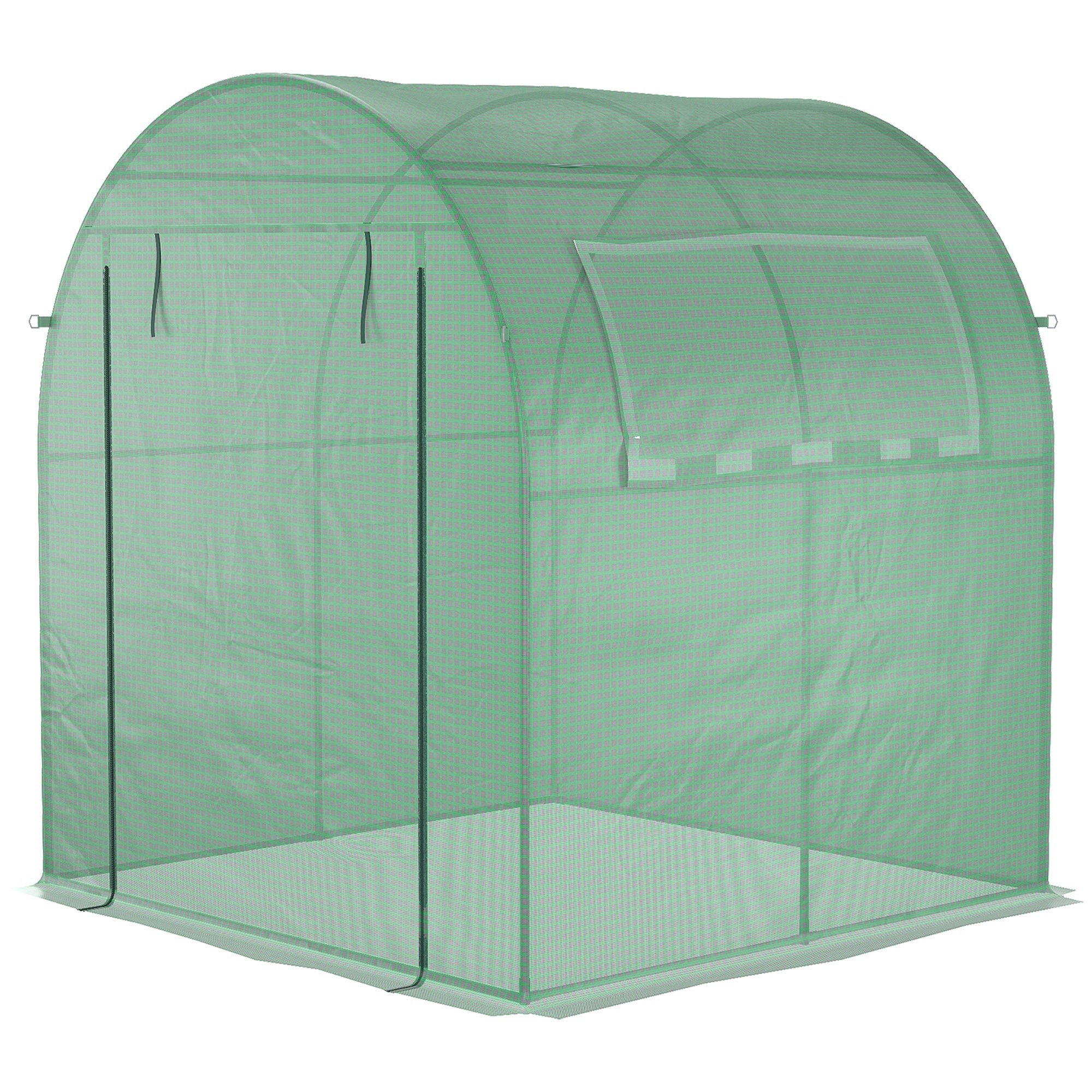 EASYCOMFORT Tunnel Garden Greenhouse with Roller Doors and Windows in Green PE, 180x180x200cm