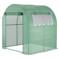 EASYCOMFORT Tunnel Garden Greenhouse with Roller Doors and Windows in Green PE, 180x180x200cm