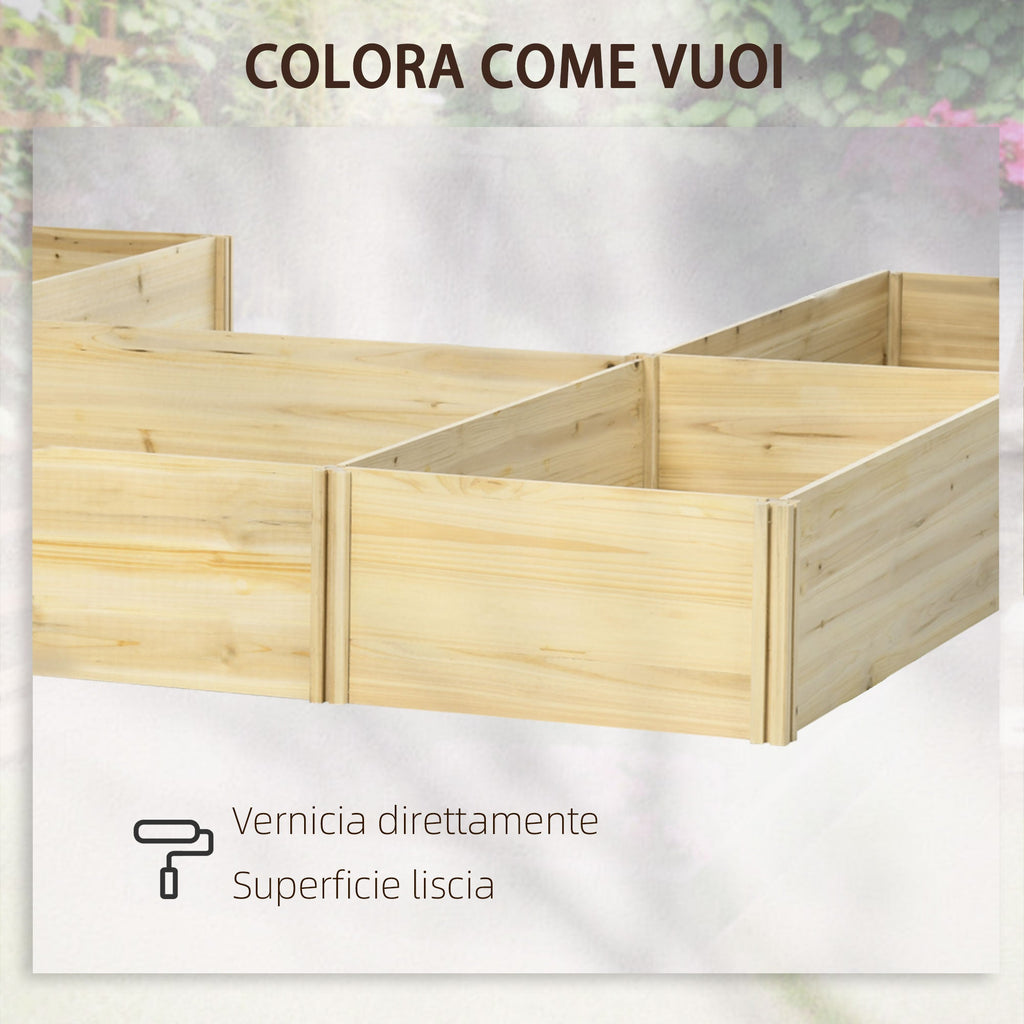 EASYCOMFORT 5-piece modular outdoor planter with open bottom in fir wood, 230x230x28 cm