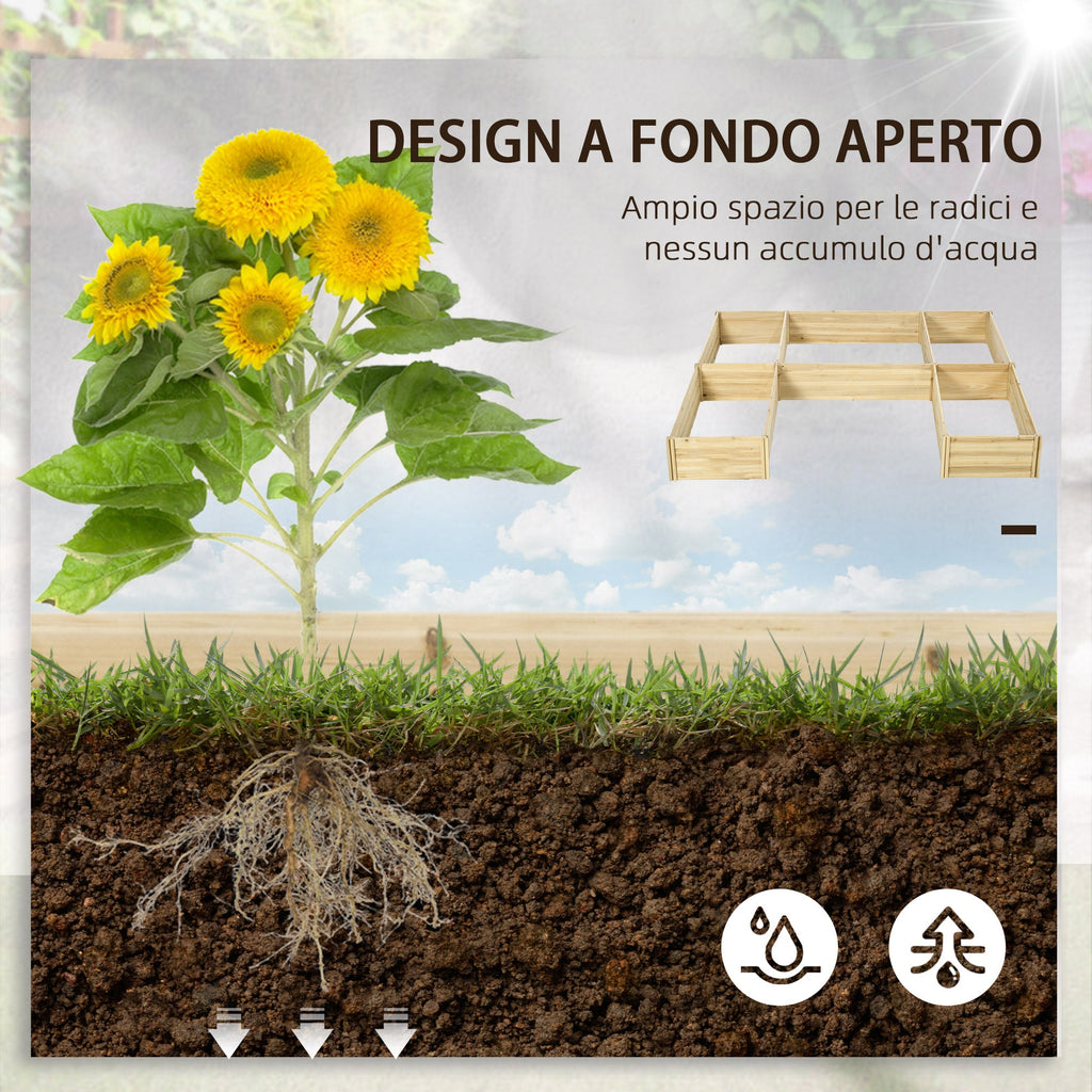 EASYCOMFORT 5-piece modular outdoor planter with open bottom in fir wood, 230x230x28 cm