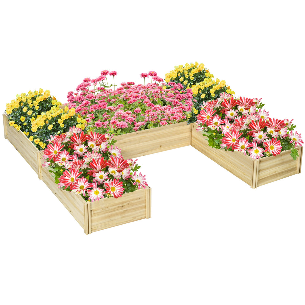 EASYCOMFORT 5-piece modular outdoor planter with open bottom in fir wood, 230x230x28 cm