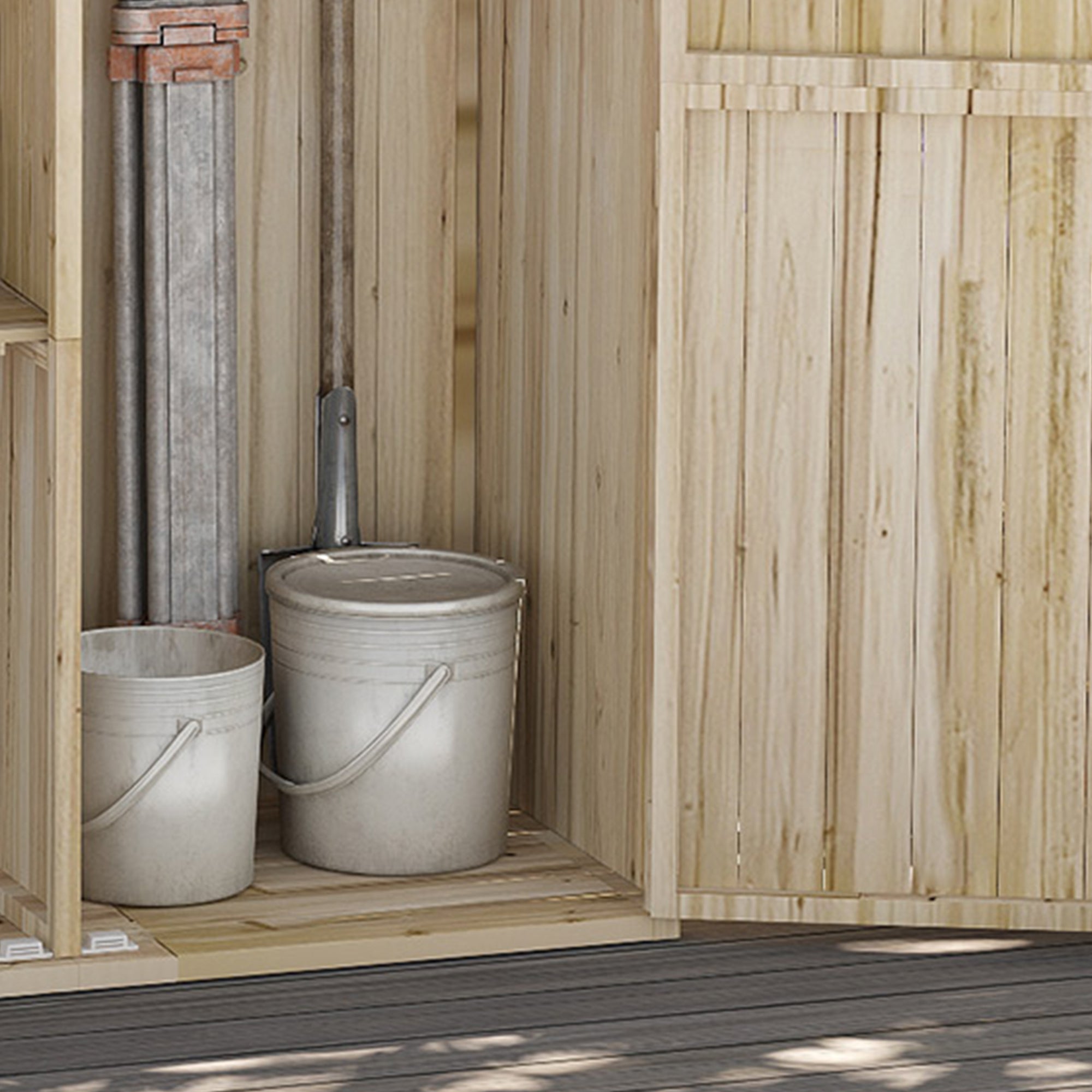 EASYCOMFORT Garden Shed in Fir Wood with 2 Doors and Shelves, 120x57x183cm, Natural