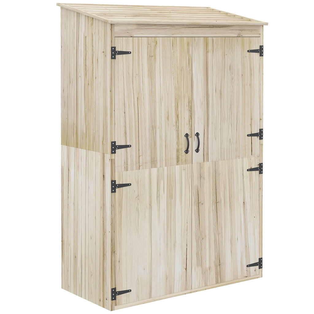 EASYCOMFORT Garden Shed in Fir Wood with 2 Doors and Shelves, 120x57x183cm, Natural
