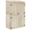 EASYCOMFORT Garden Shed in Fir Wood with 2 Doors and Shelves, 120x57x183cm, Natural