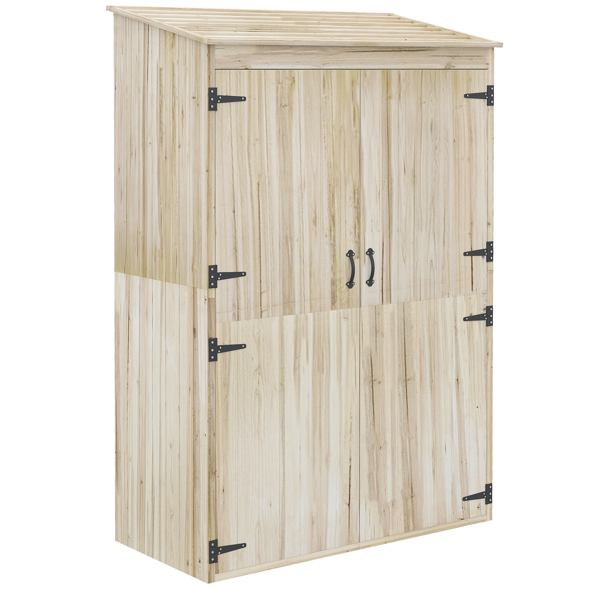 EASYCOMFORT Garden Shed in Fir Wood with 2 Doors and Shelves, 120x57x183cm, Natural