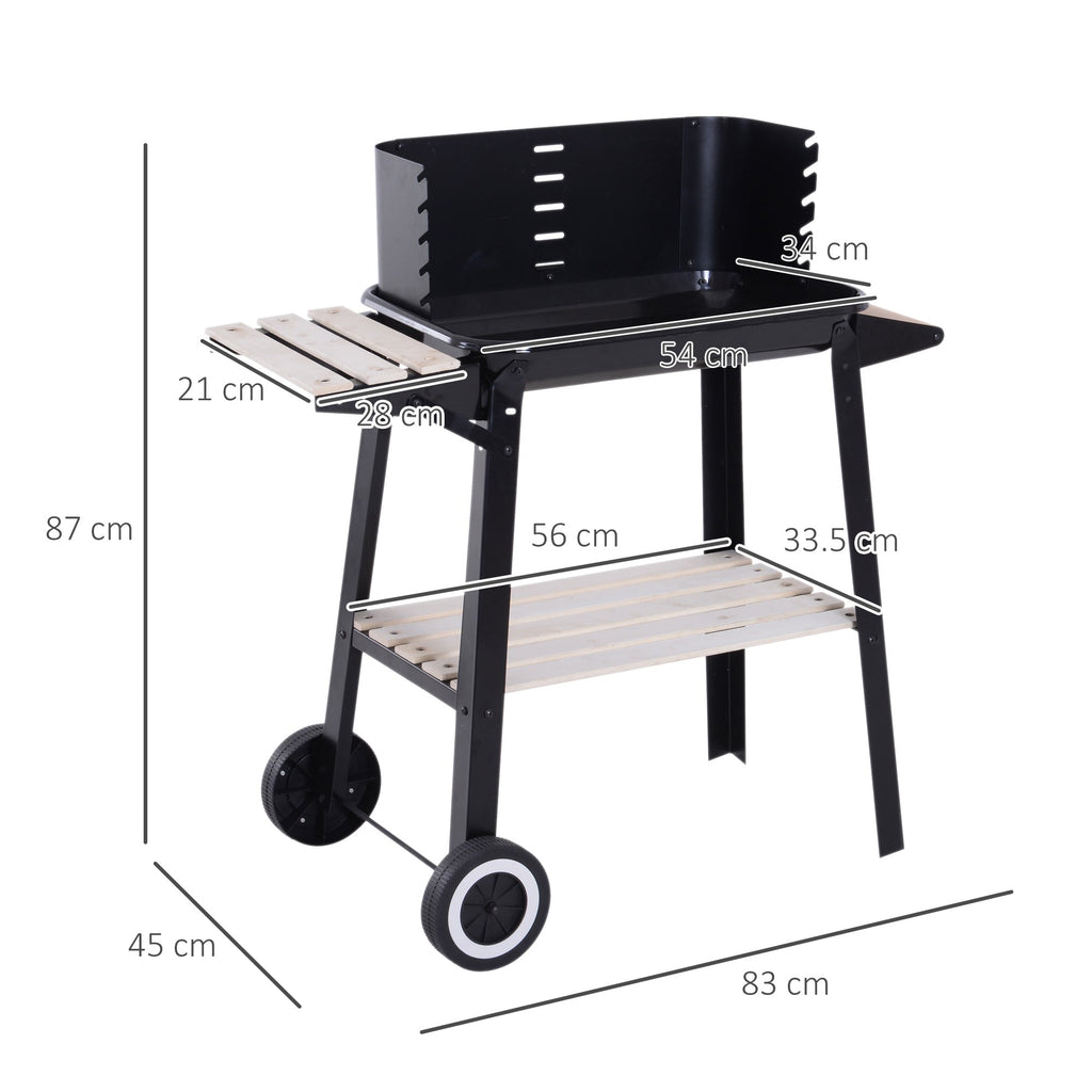 EasyComfort Houtskoolbarbecue - verstelbare hoogte, 87×45×83 cm
