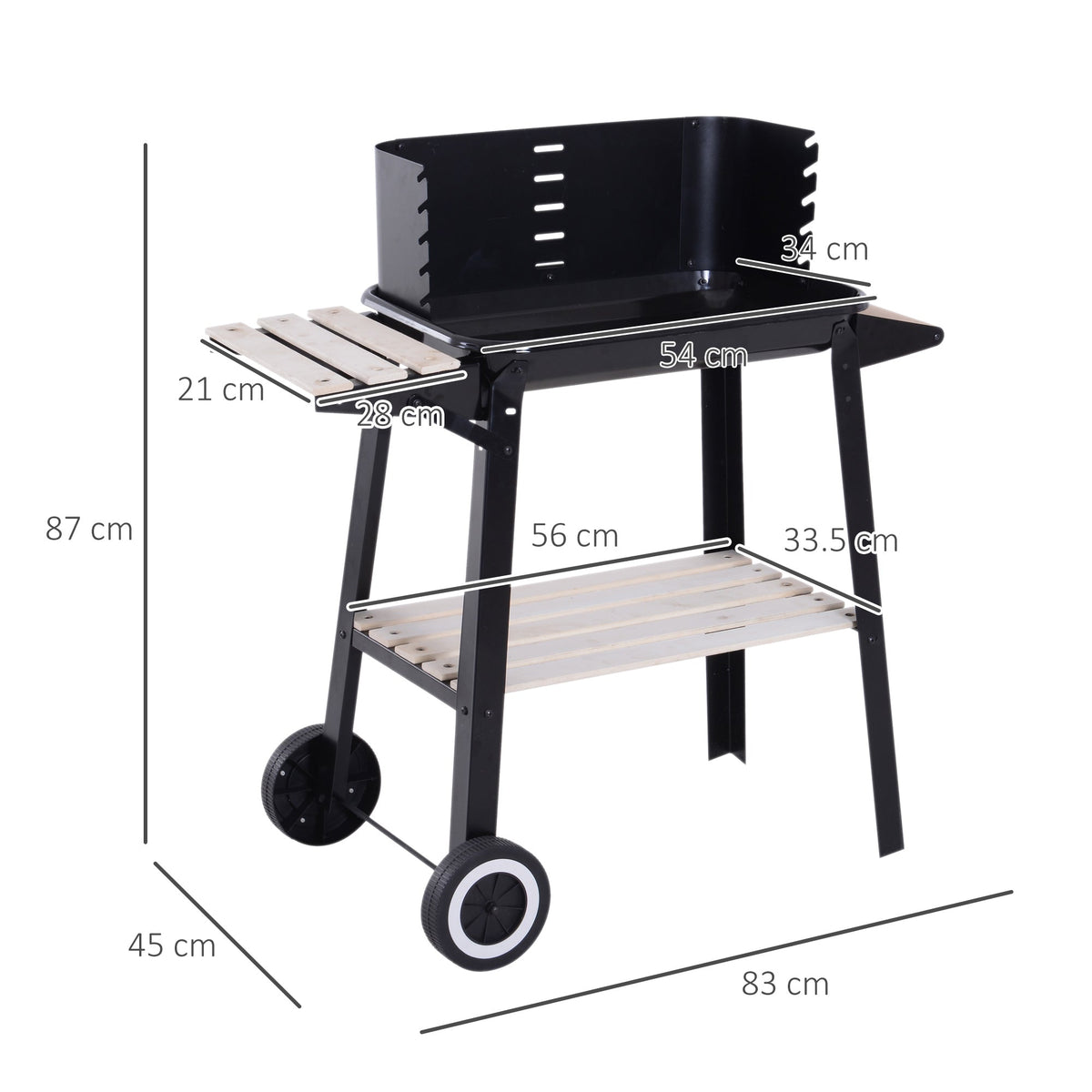 EasyComfort Houtskoolbarbecue - verstelbare hoogte, 87×45×83 cm