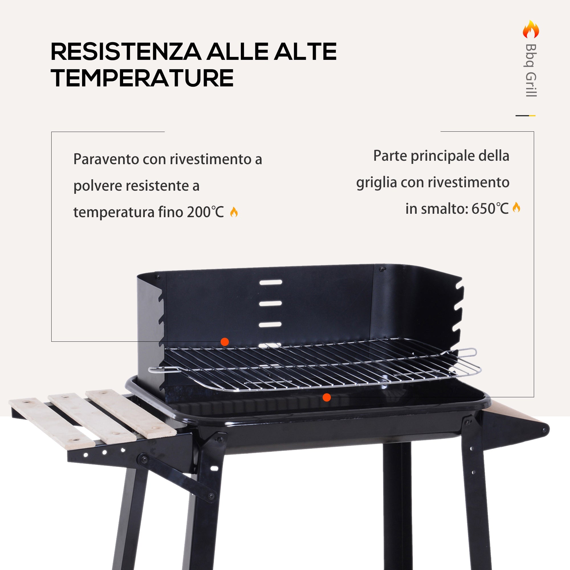 EasyComfort Houtskoolbarbecue - verstelbare hoogte, 87×45×83 cm