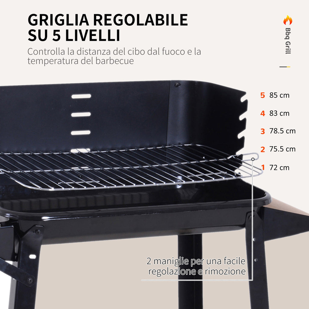 EasyComfort Houtskoolbarbecue - verstelbare hoogte, 87×45×83 cm
