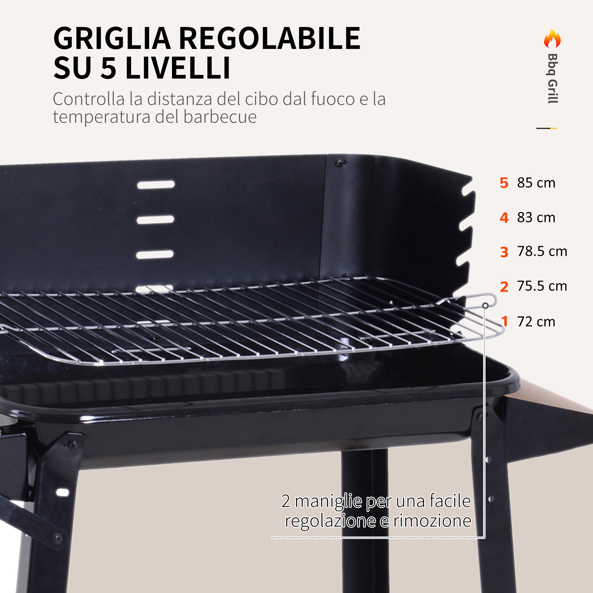 EasyComfort Houtskoolbarbecue - verstelbare hoogte, 87×45×83 cm