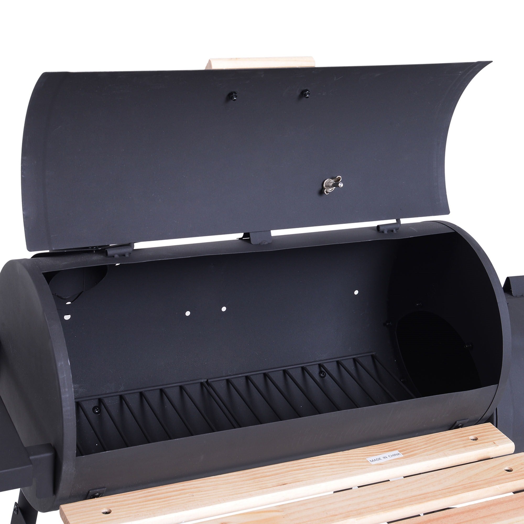 EasyComfort Houtskoolbarbecue met Deksel en Rookkamer 124x53x104 cm, zwart