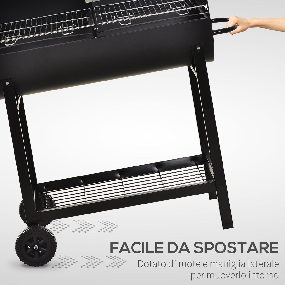 EASYCOMFORT Barbecue staal, 2 onafhankelijke roosters, 90×45×96 cm