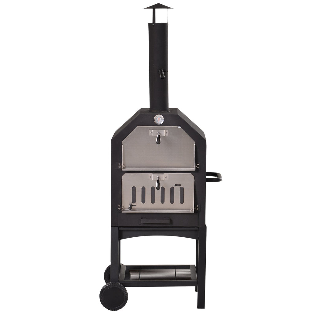 EASYCOMFORT Pizza Oven Charcoal Barbecue, Outdoor/Garden BBQ in Stainless Steel with Thermometer, 50x36x160cm