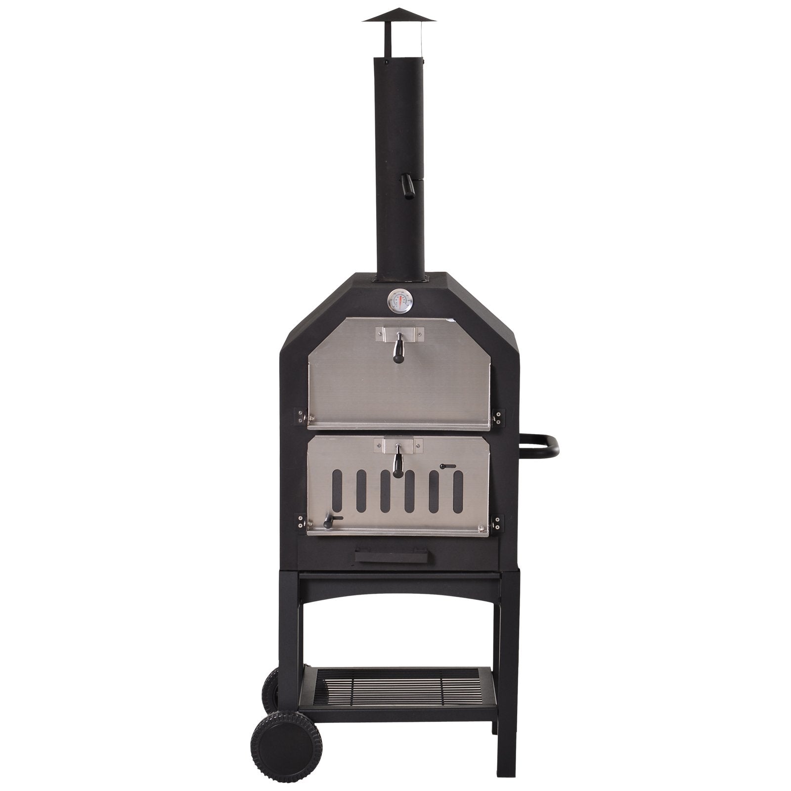 EASYCOMFORT Pizza Oven Charcoal Barbecue, Outdoor/Garden BBQ in Stainless Steel with Thermometer, 50x36x160cm