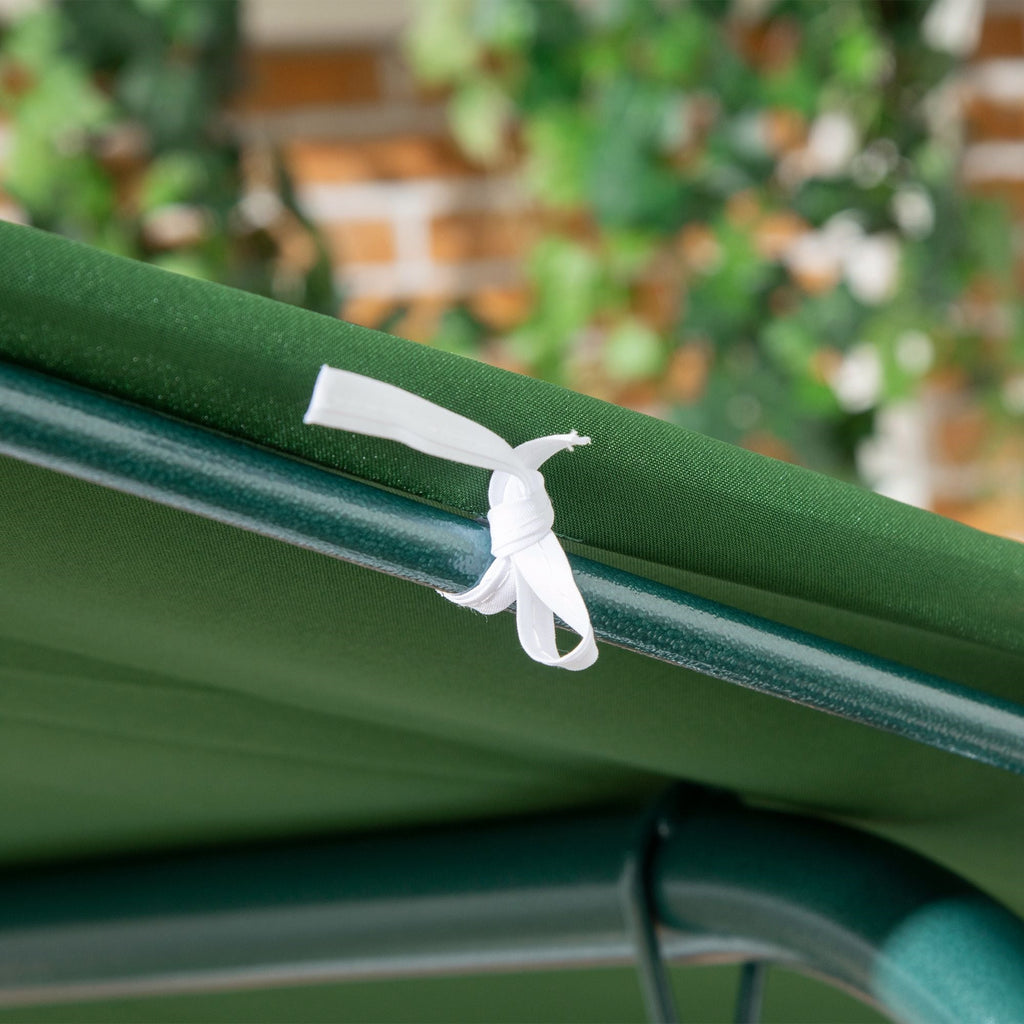 Easycomfort Dondolo da Giardino 3 Posti in Acciaio e Teslin with Tetto Parasole, 172x110x153 cm, white e Verde