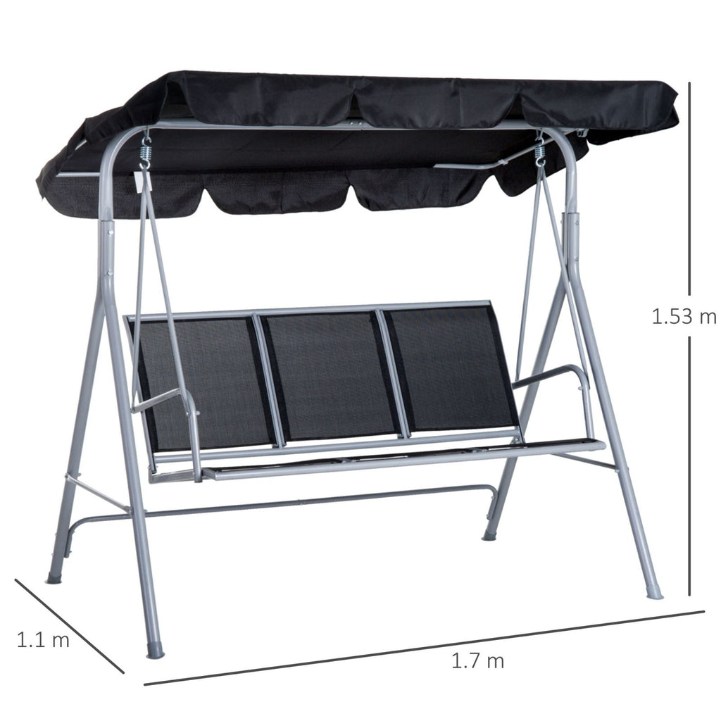 EasyComfort 3-zits metalen tuinschommel met afneembaar wasbaar zonnescherm