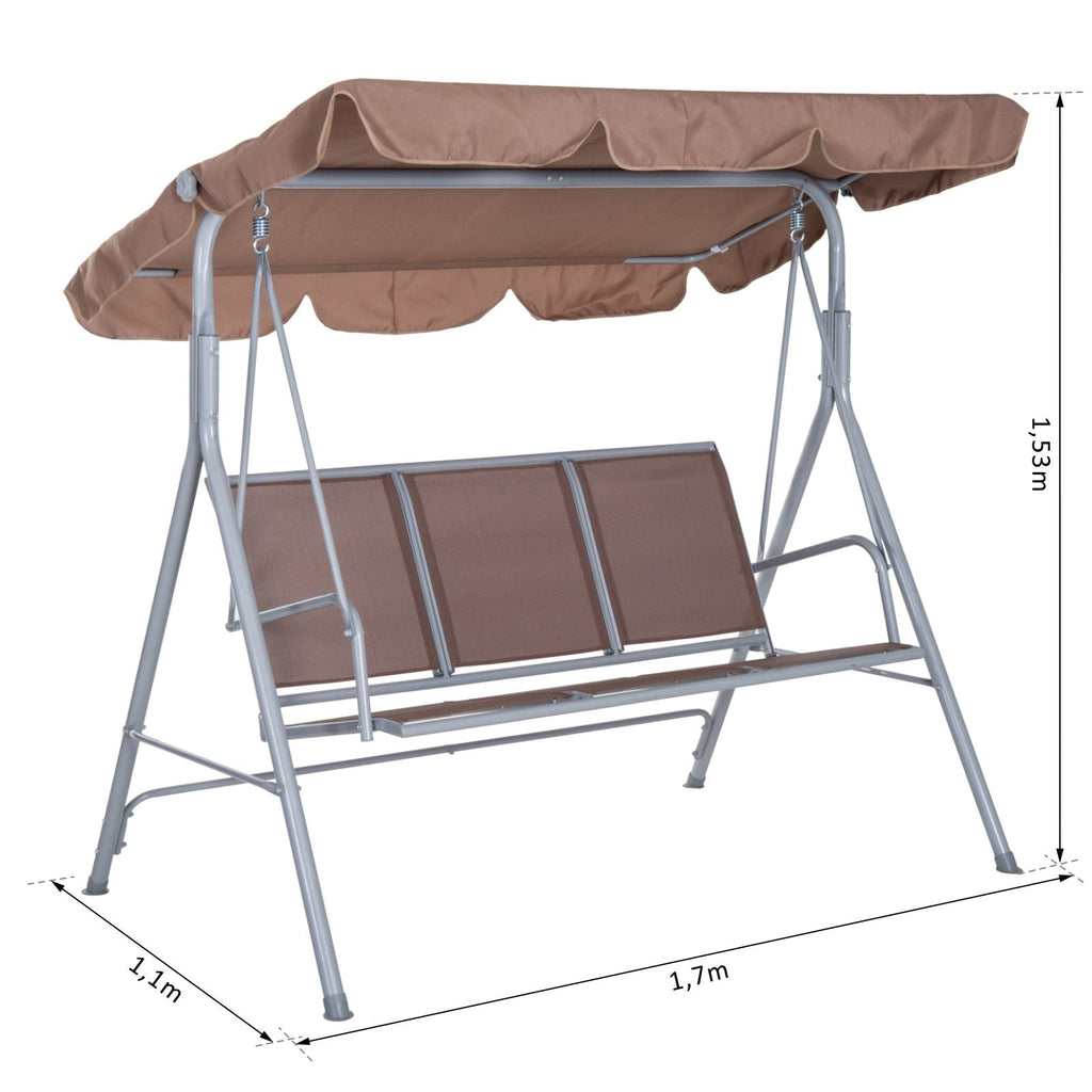 EasyComfort 3-zits tuinschommel met afneembaar zonnedak, 240 kg