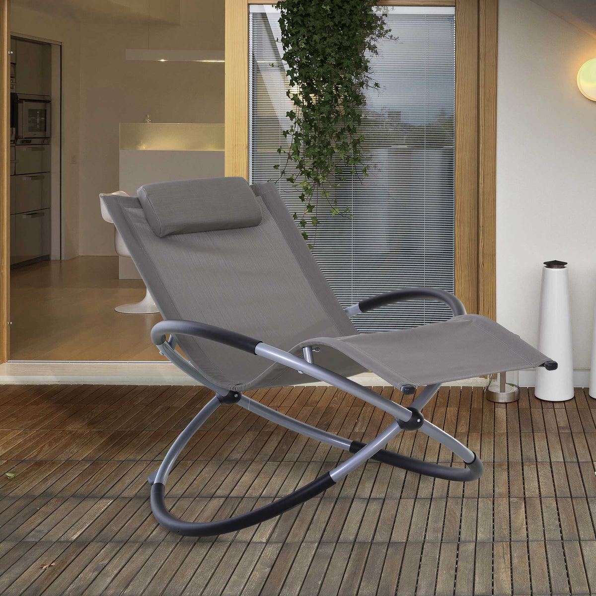 EASYCOMFORT Schommelstoel Texteline 154x80x84 cm, grijs