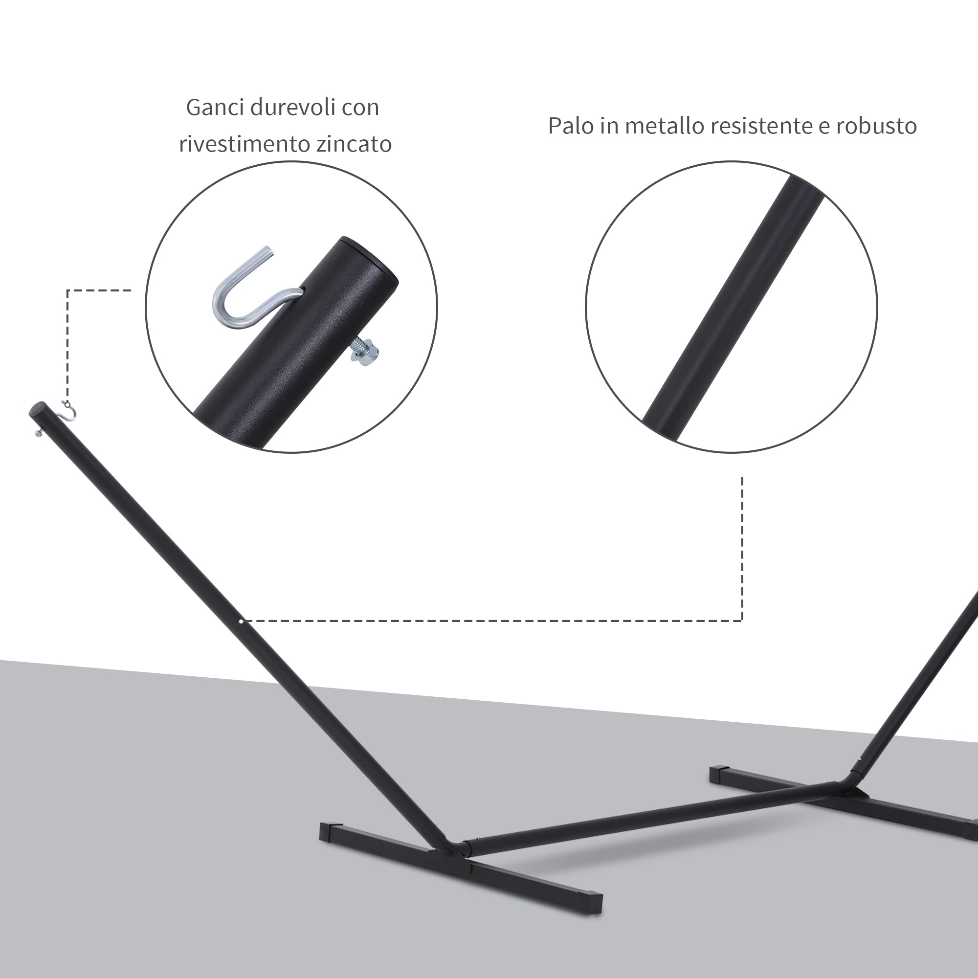 EASYCOMFORT Supporting Structure for Hammock Max. Support 120 Kg Metal 360x92x112cm