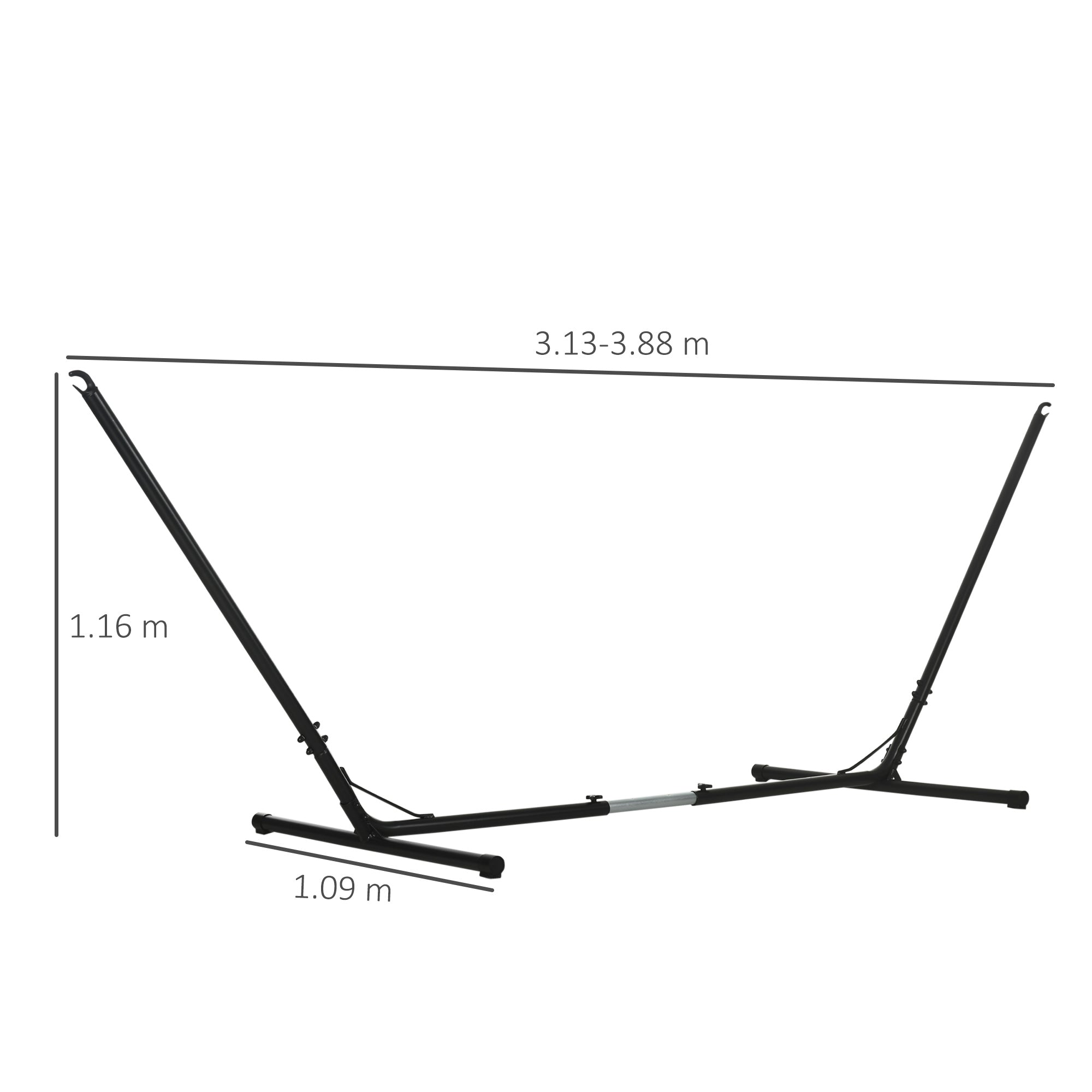 EASYCOMFORT Support Structure for Adjustable Hammock Max. Capacity 120Kg 313-388x109x116cm Black