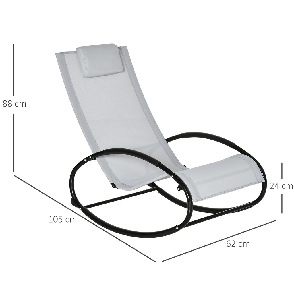 EASYCOMFORT Zero Gravity Garden Rocking Chair, Ergonomic Garden Deckchair with Cushion and Breathable Fabric for Indoor and Outdoor, Gray