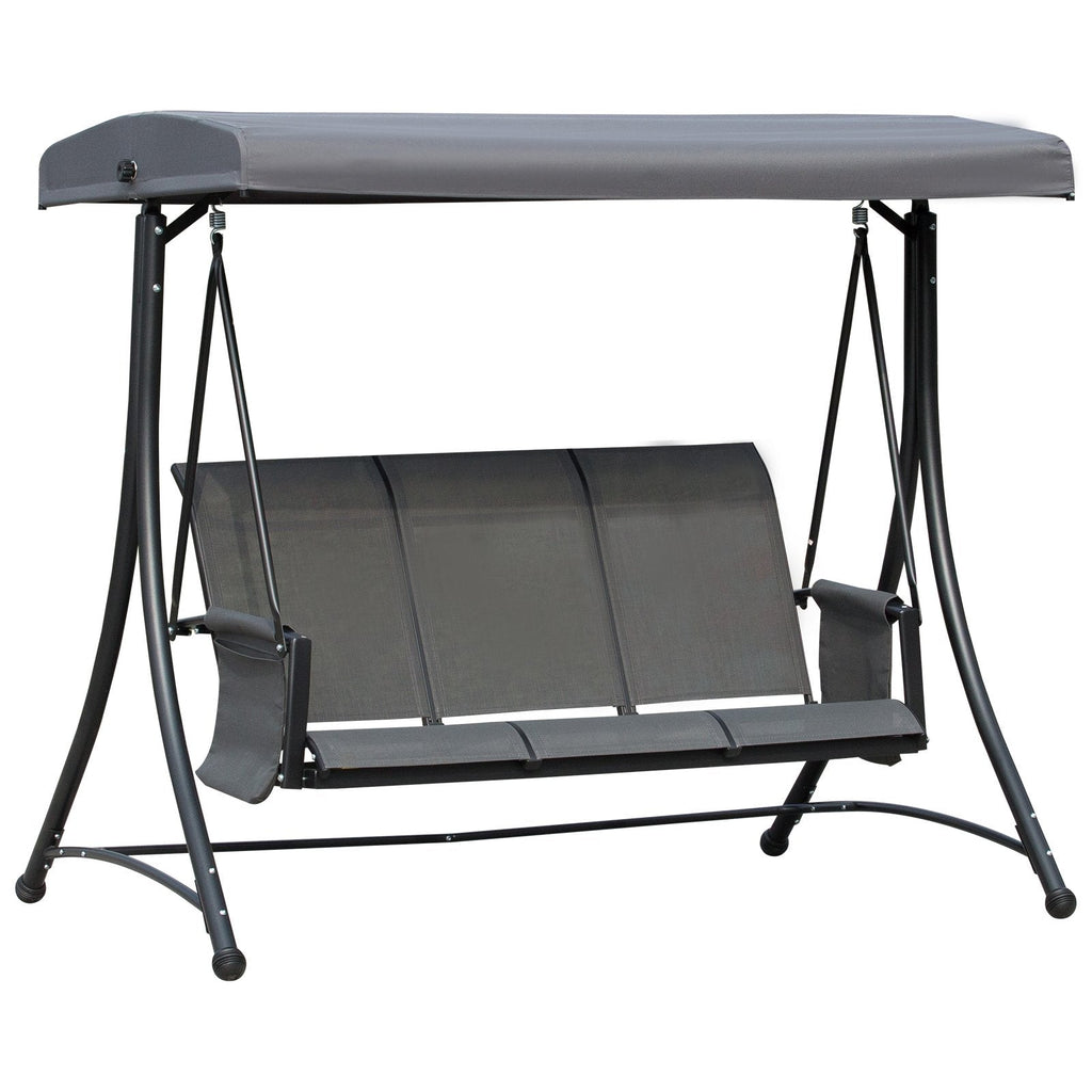 EASYCOMFORT 3-Seater Swing for the Garden or Terrace with Adjustable Canopy and Storage Pockets Dark Gray 196x128x172cm