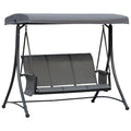 EASYCOMFORT 3-Seater Swing for the Garden or Terrace with Adjustable Canopy and Storage Pockets Dark Gray 196x128x172cm