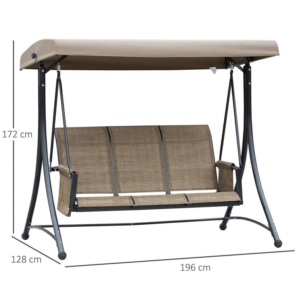 EasyComfort 3-zits tuinschommel met verstelbare kap 196x128x172 cm
