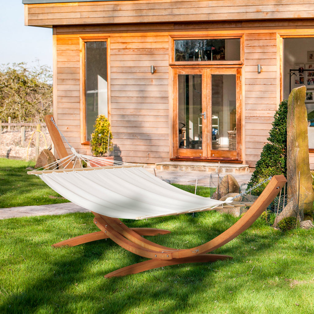 EASYCOMFORT Hangmat met standaard, grenenhout en katoen, 392x120x102 cm, 150 kg