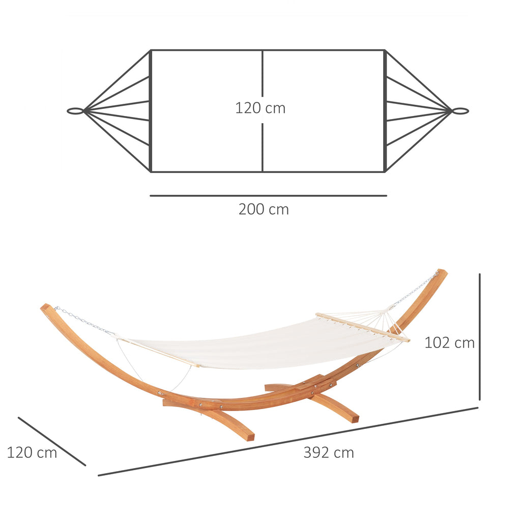 EASYCOMFORT Hangmat met standaard, grenenhout en katoen, 392x120x102 cm, 150 kg