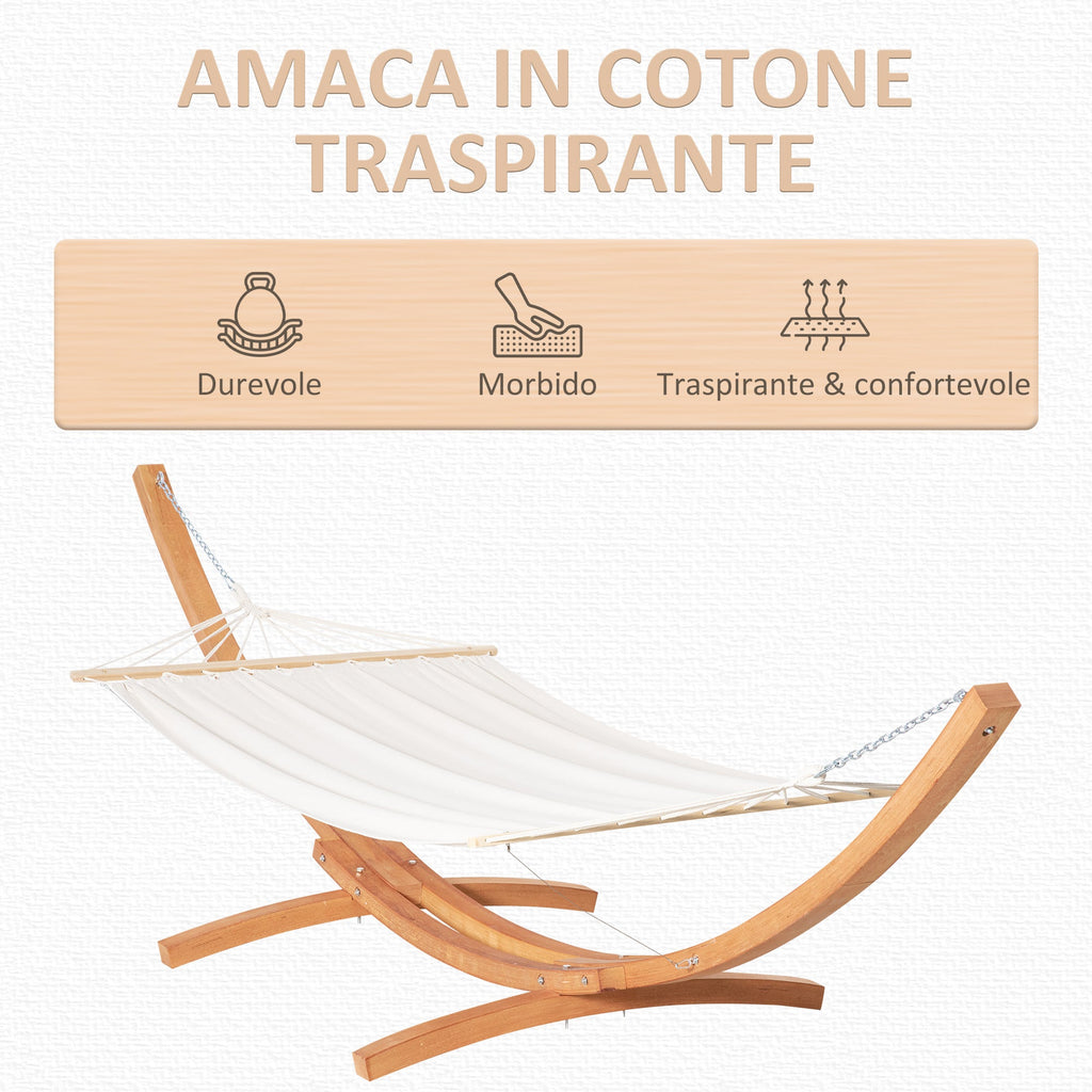 EASYCOMFORT Hangmat met standaard, grenenhout en katoen, 392x120x102 cm, 150 kg