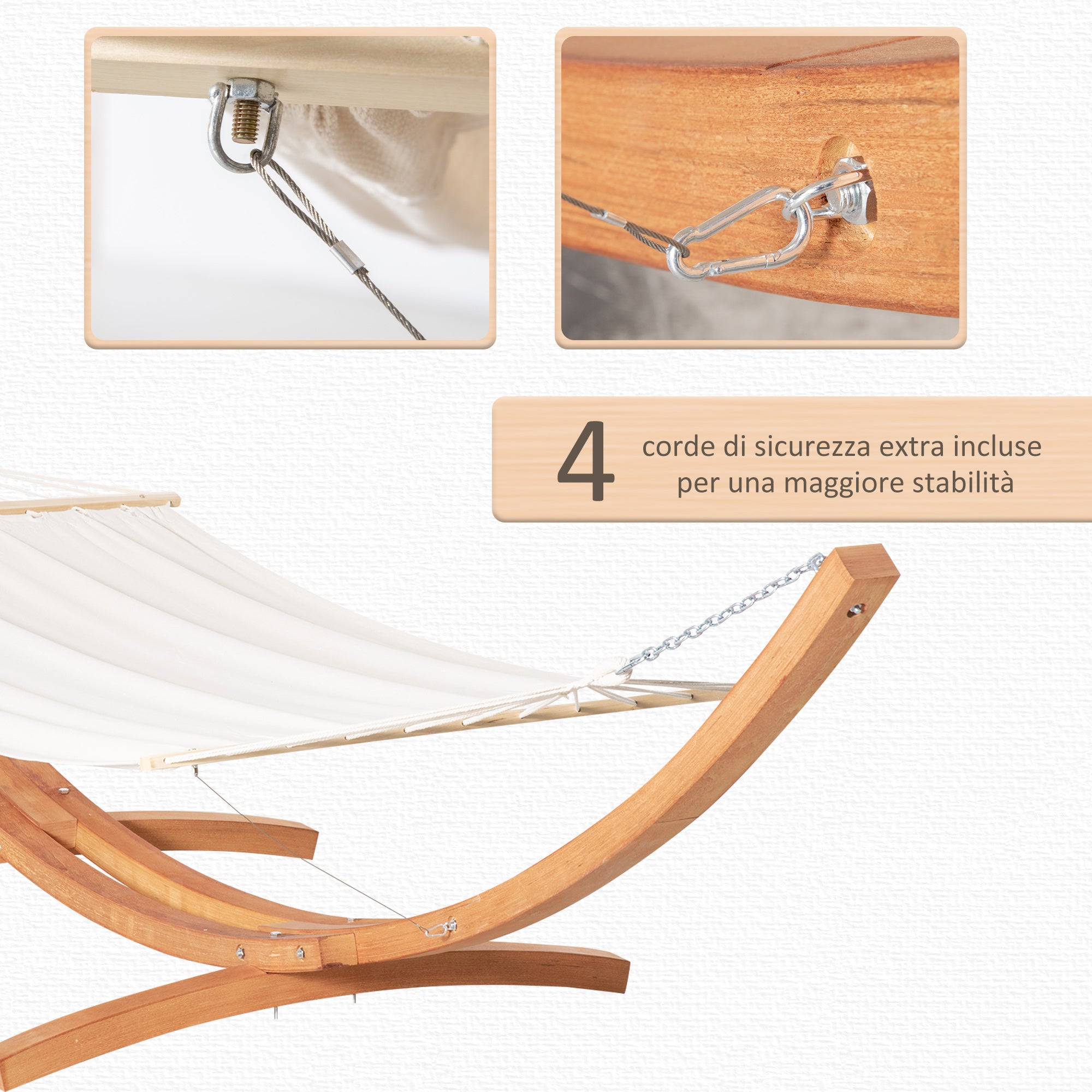 EASYCOMFORT Hangmat met standaard, grenenhout en katoen, 392x120x102 cm, 150 kg