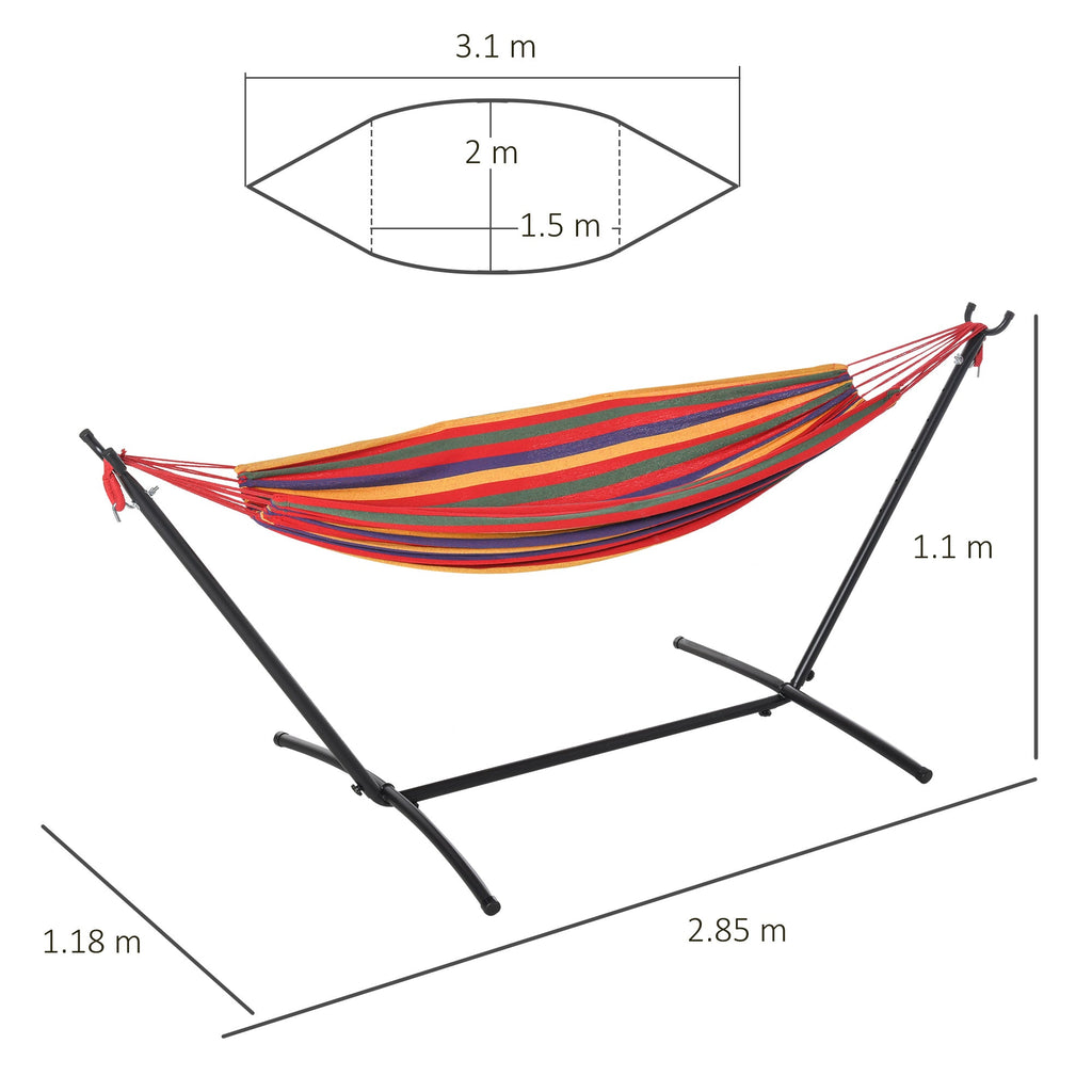 EasyComfort Hangmat met vrijstaand stalen frame, multicolor katoen, draagvermogen 150 kg