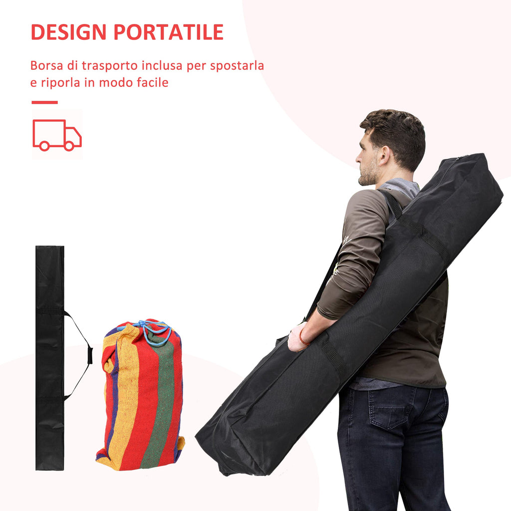 EasyComfort Hangmat met vrijstaand stalen frame, multicolor katoen, draagvermogen 150 kg