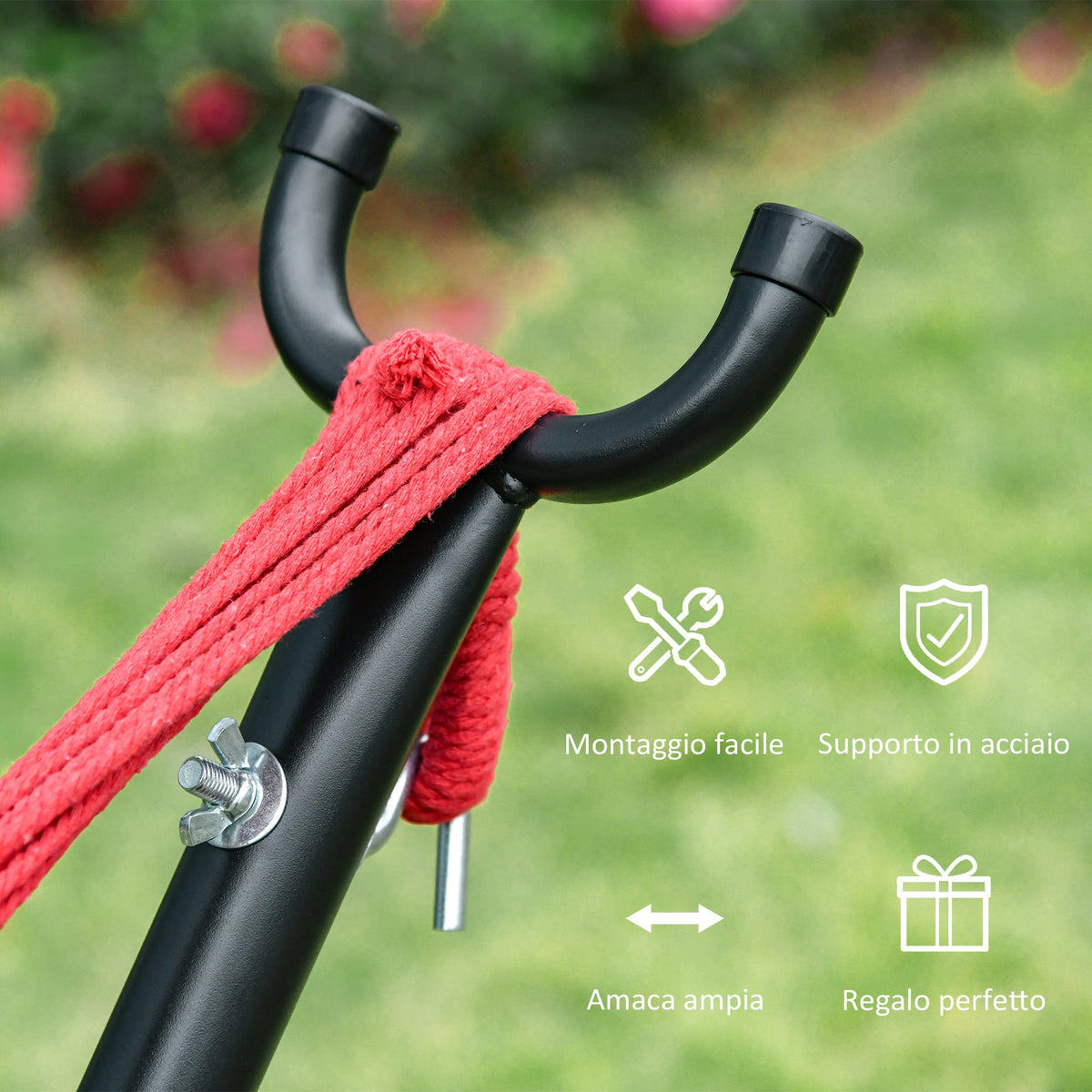 EasyComfort Hangmat met vrijstaand stalen frame, multicolor katoen, draagvermogen 150 kg