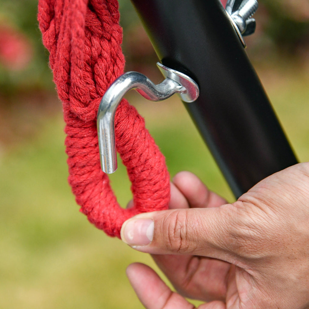 EasyComfort Hangmat met vrijstaand stalen frame, multicolor katoen, draagvermogen 150 kg