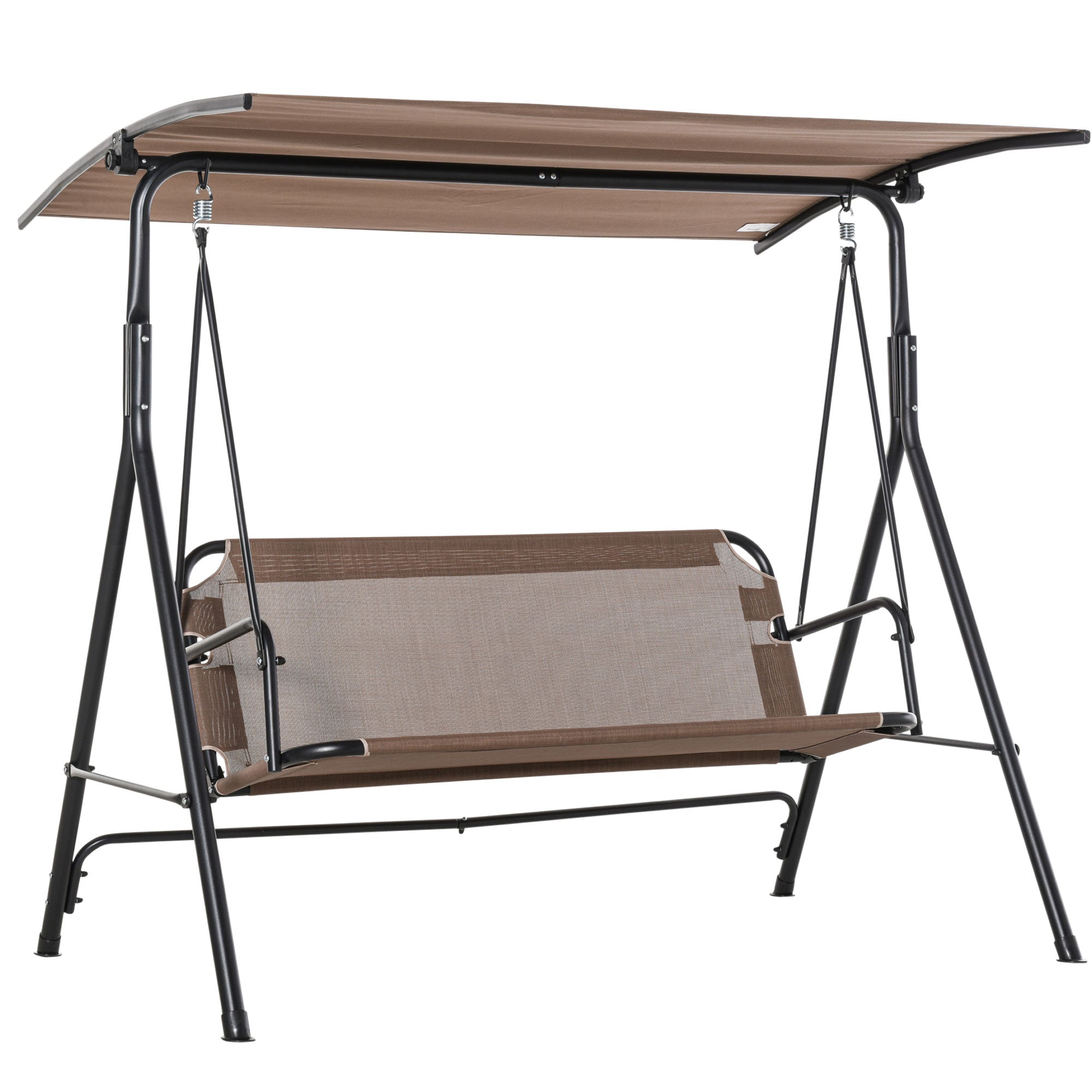 Easycomfort Dondolo da Giardino Terrazza 3 Posti with Tettuccio Regolabile in Metallo e Texteline 172x110x155cm Marrone