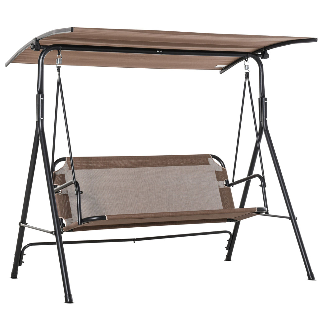 Easycomfort Dondolo da Giardino Terrazza 3 Posti with Tettuccio Regolabile in Metallo e Texteline 172x110x155cm Marrone