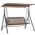 Easycomfort Dondolo da Giardino Terrazza 3 Posti with Tettuccio Regolabile in Metallo e Texteline 172x110x155cm Marrone